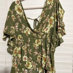 Maurices Olive Floral Blouse